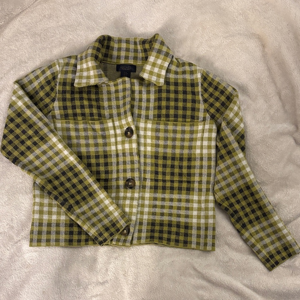 RACHEL Rachel Roy Green and Black Checkered Jacket